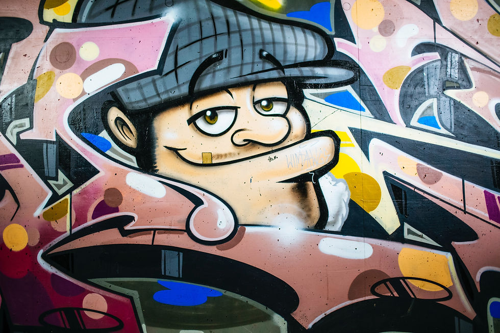 painting of a cartoon on a wall