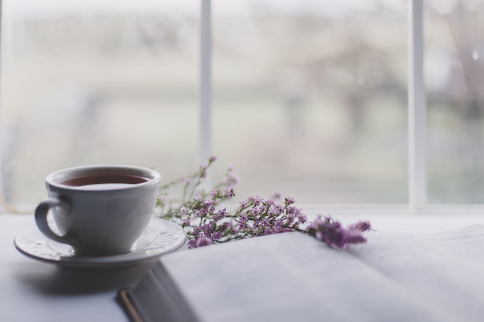 A tea cup with lavender