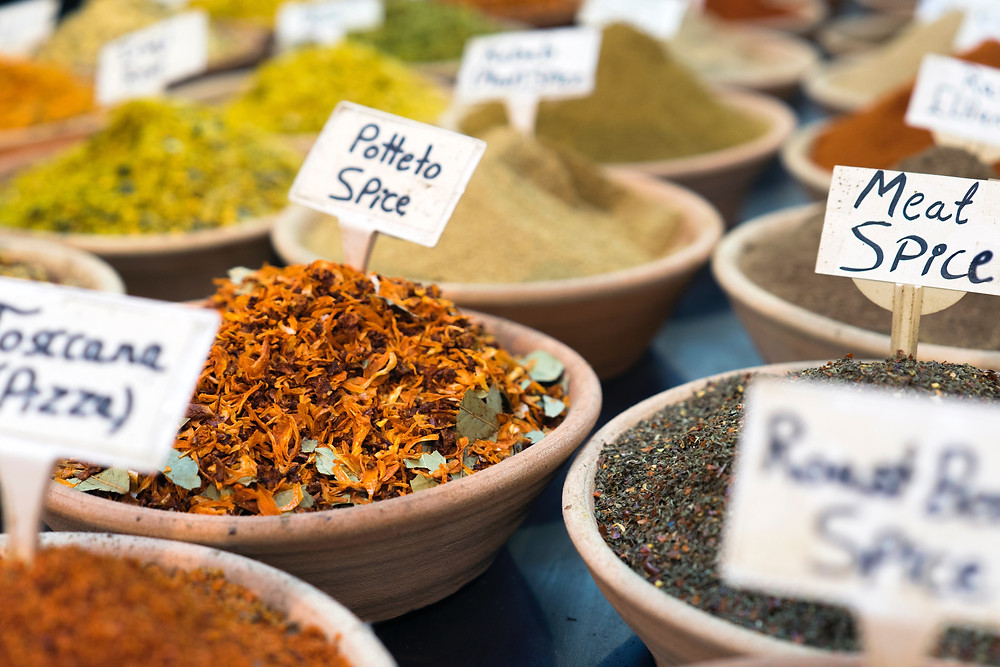 Spice Bazaar in Istanbul showing different type of spices