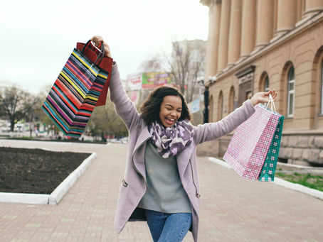 Girl happy about shopping spree