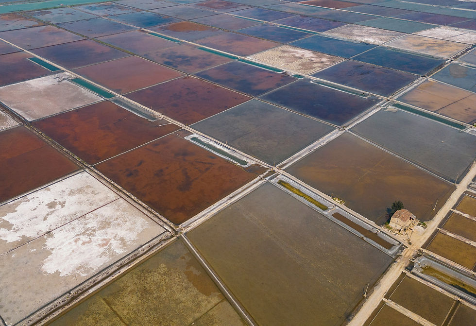 Aerial view of lithium brine evaporation ponds