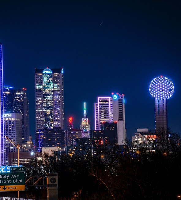 Downtown, Dallas, Texas, Twilight view of city