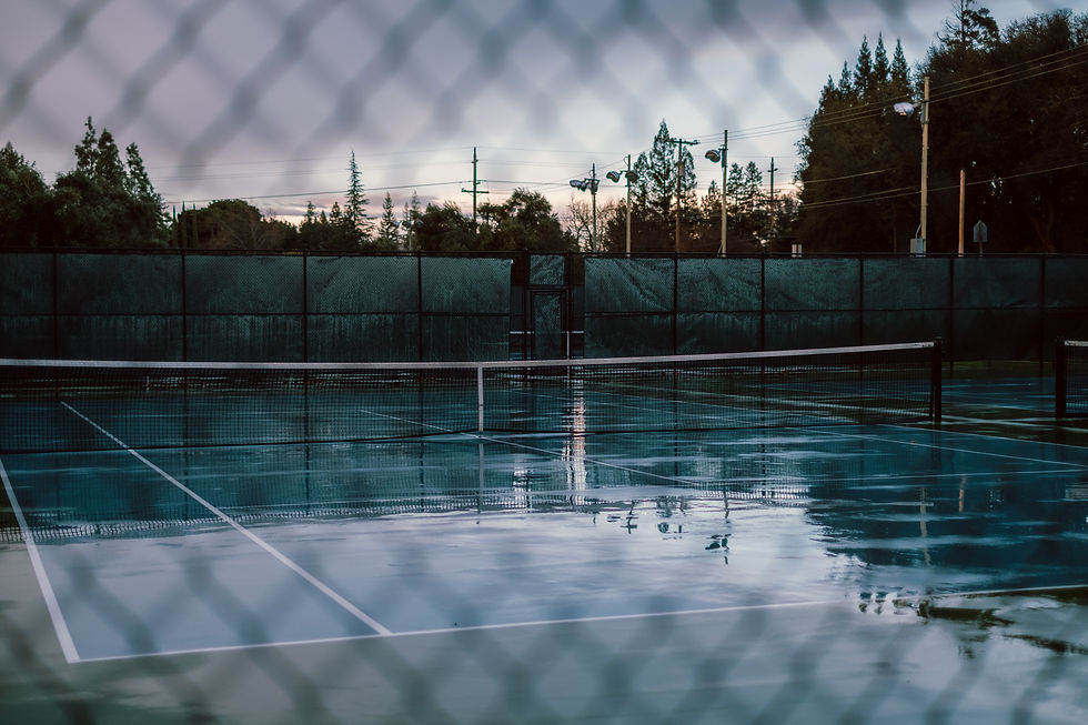 Wet tennis court in NSW