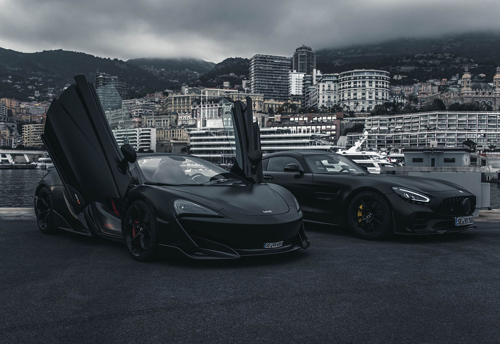 luxury car on the port of Monaco