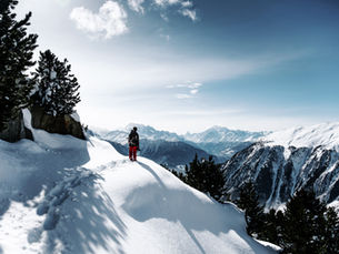 A winter hike and mountain range