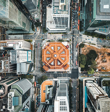 Aerial view of Lau Pa Sat food court in Singapore