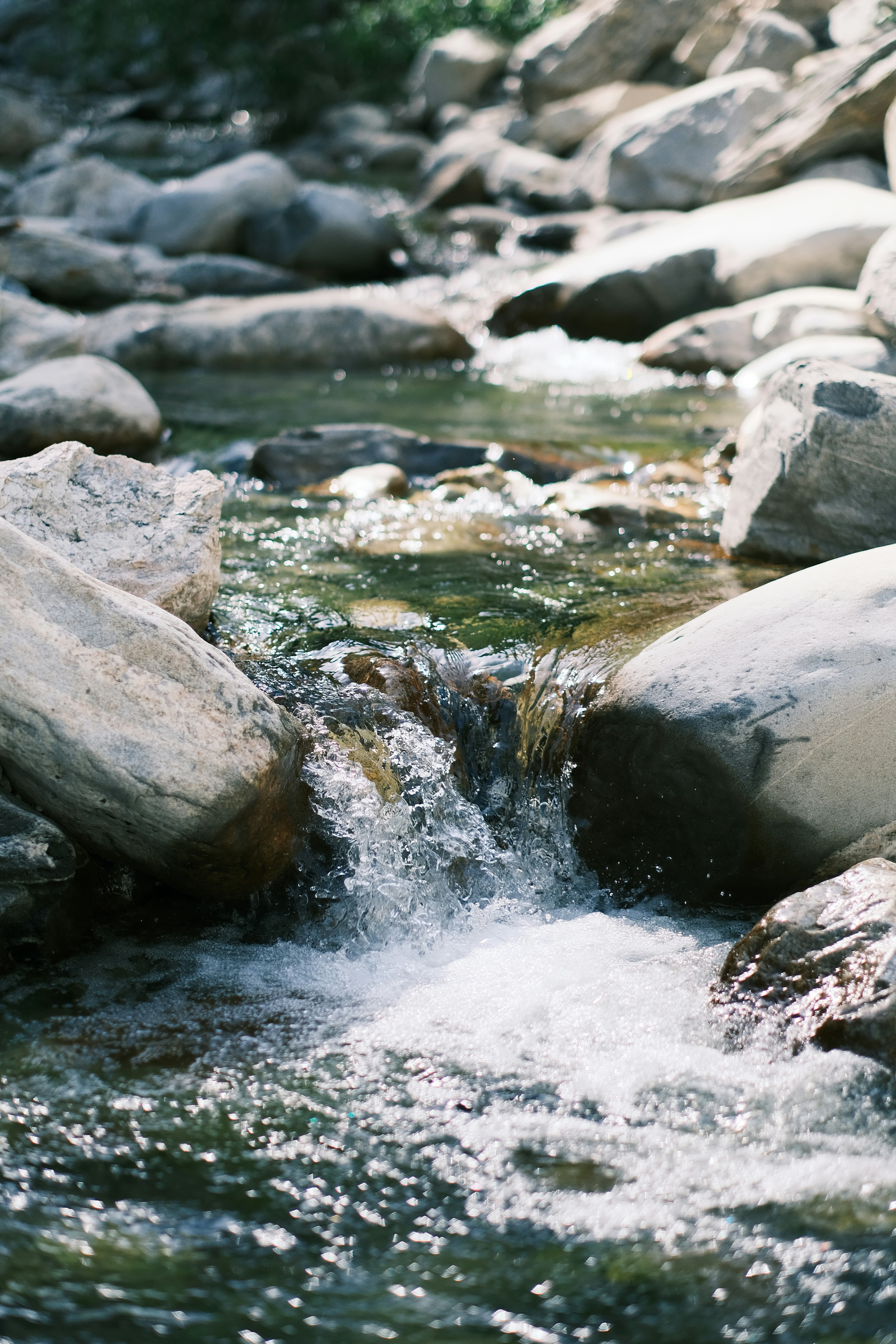 Flowing water between rocks