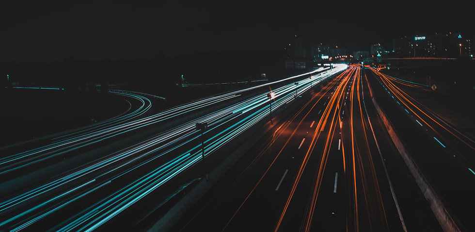 Long exposure of traffic on highway at night