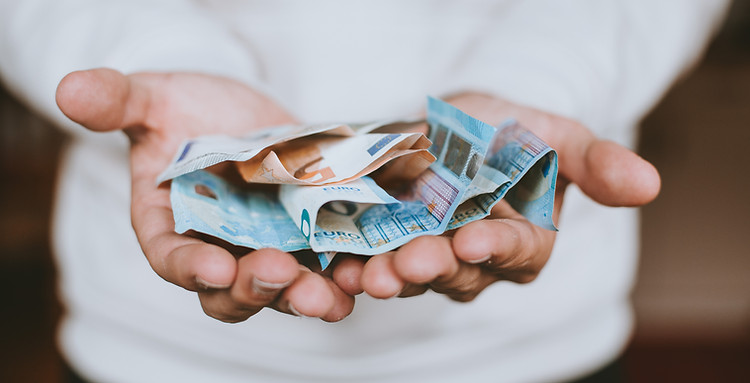 Hands holding euros by Christian Dubovan