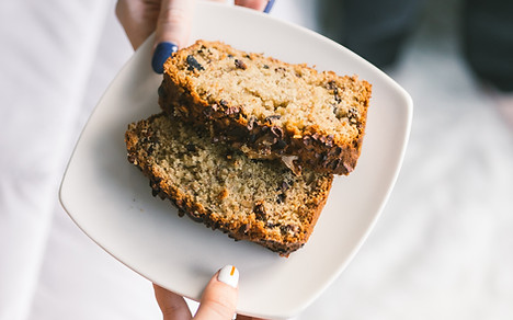 Fresh baked banana bread at Coffee Ta Cream