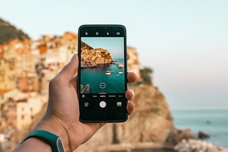 Man taking photos in Italy for social media