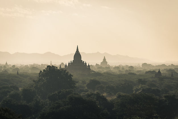 Foggy view of beautiful temple