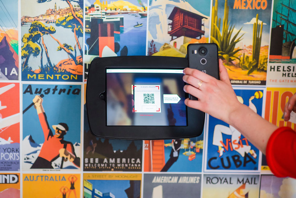 A mobile phone scanning a QR code