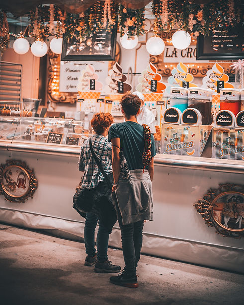 Couple ordering at counter