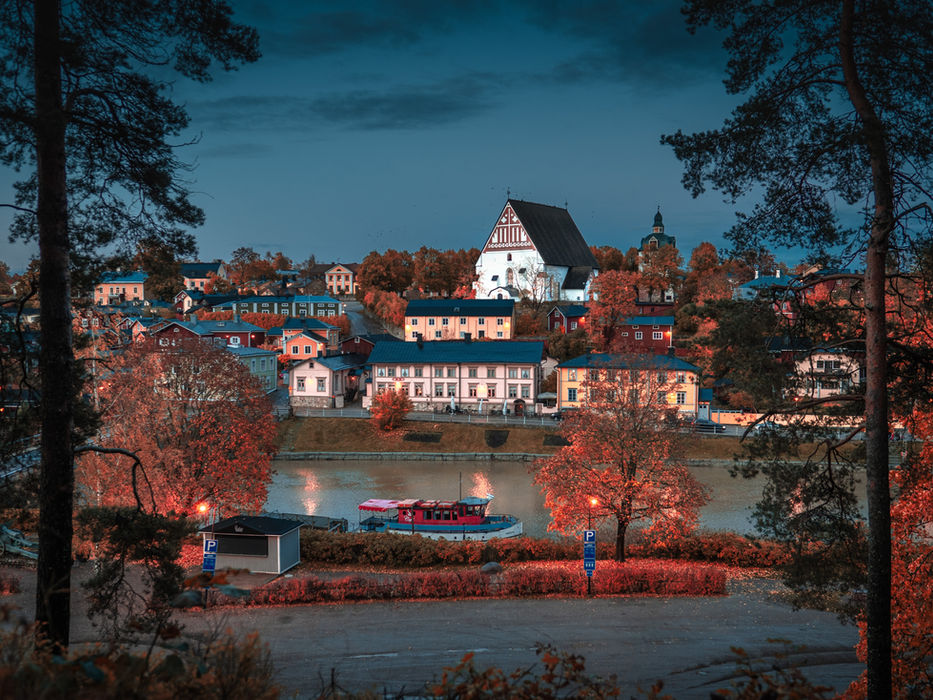 Porvoo Finland old town colorful houses riverside