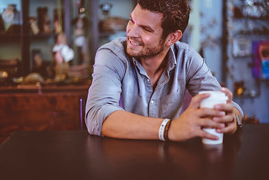Chilltech customer having a coffee while sharing his HVAC story