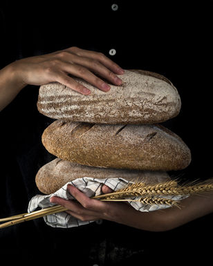 A stack of fresh bread