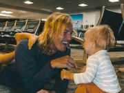 Family at airport gate