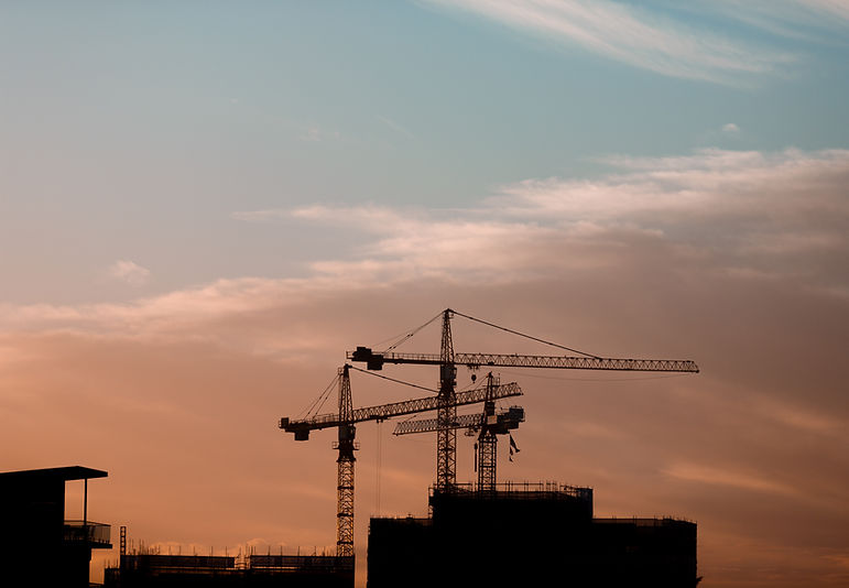 cranes with sunset sky behind themImage by Tye Doring