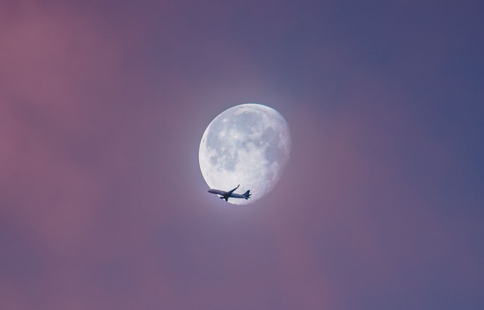 a plane and a moon
