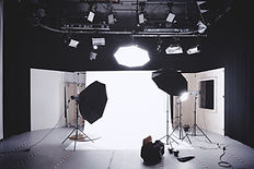 empty video production studio with equipment set up