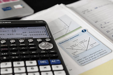 calculator and textbook referencing reflection in math