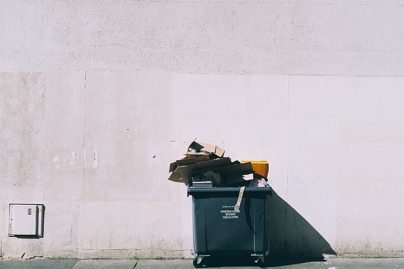 Single use packaging trash