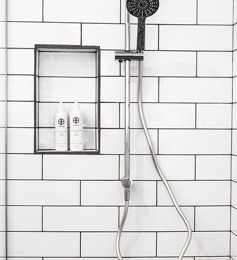 Shower head inside of shower