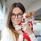 Happy owner and dog