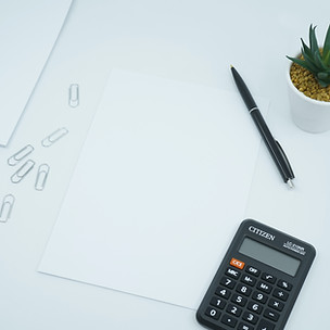 Notes, a pen and a calculator.