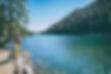 Man finishing at a lake