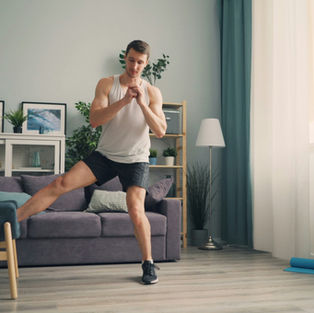 man exercising at home