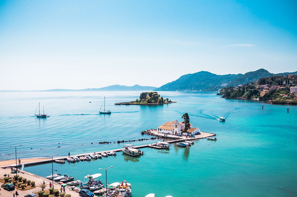 pier in corfu island, greece