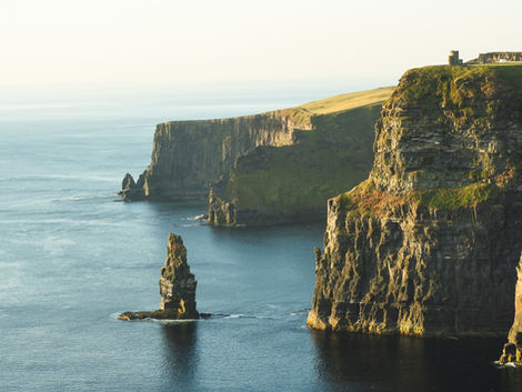 Rugged Atlantic sea cliffs and rock stacks along the Irish coastline