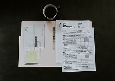 Tax documents on a table