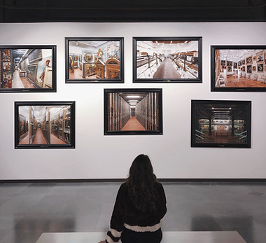 Dame ser på kunst museum