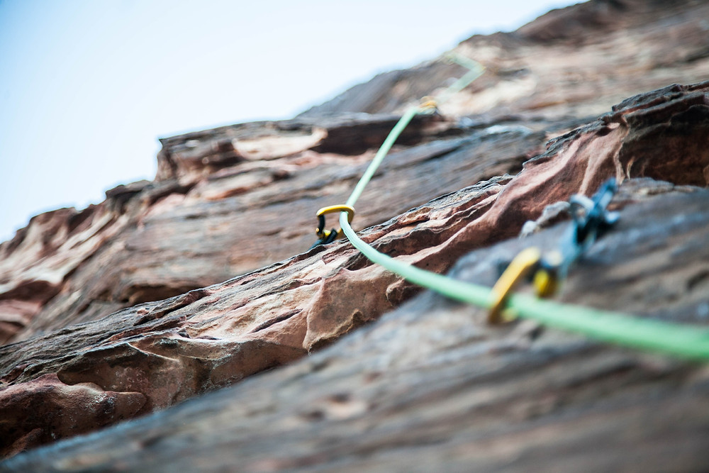 Rock face with climbing rope