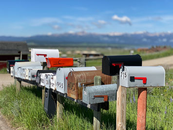A row of mailboxes in the country