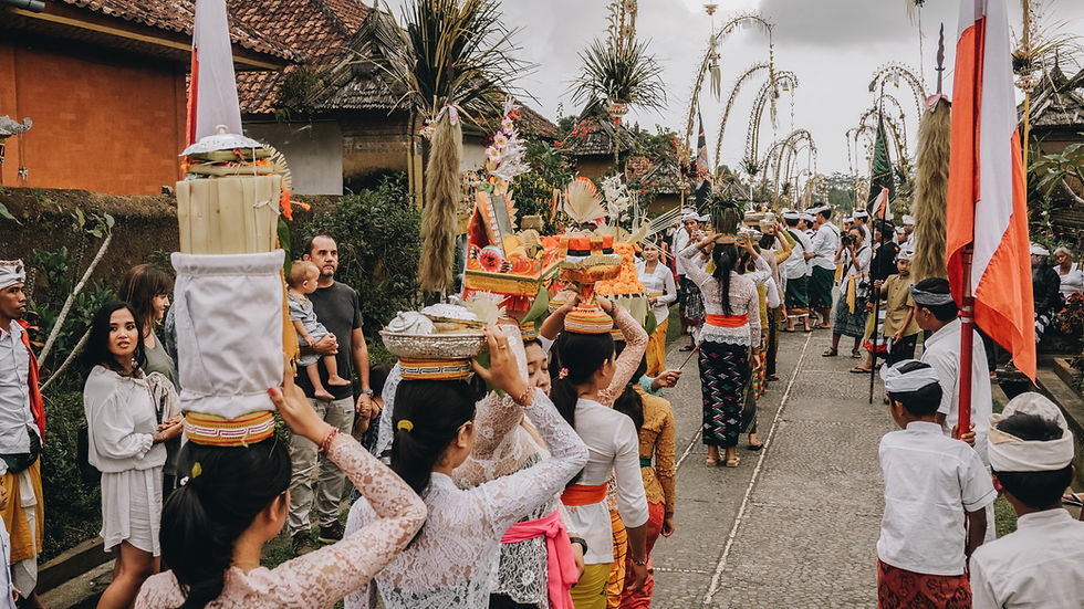 a balinese ceremony in ubud, bali indonesia