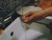 He is washing up
