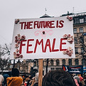 It has a poster saying "the future is female" emphasizing feminisim and empowering women.
