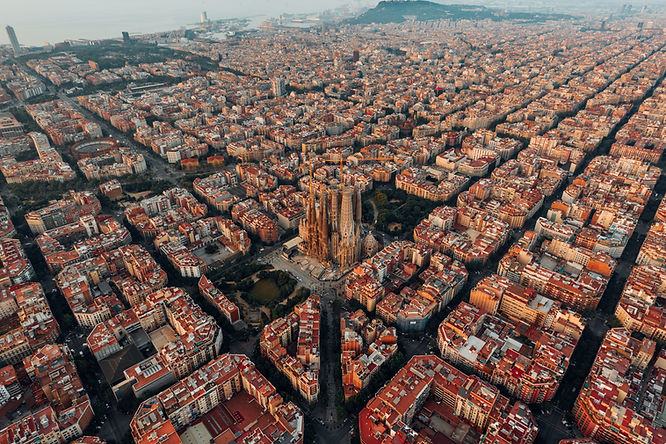 The city of Barcelona viewed from above.