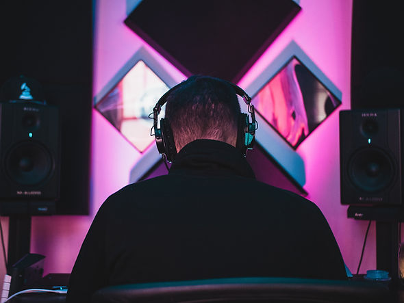 Man Listening to music on headphones