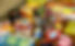 A table full of brightly coloured art supplies