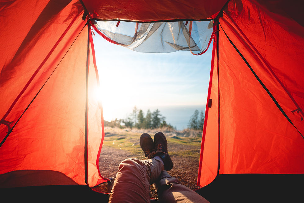 Feet out of tent