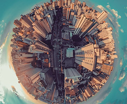 Aerial view of skyscrappers