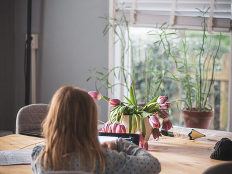 Child sitting at a dinner table with a plate of real food