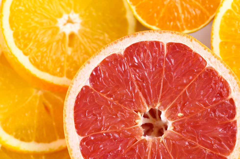 Grapefruit sliced in half top view