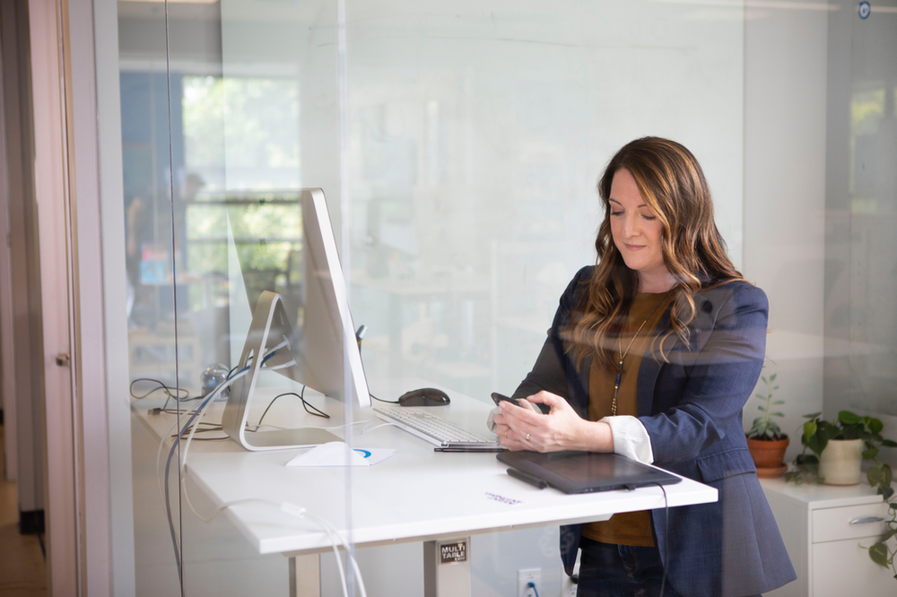 Business woman looking at her calendar