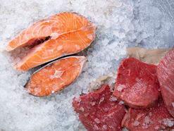 photo of raw salmon and beef
